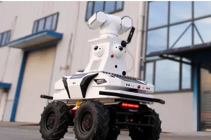 Read more about the article Independent research and development | 5G security inspection robot system – large-scale all terrain “AI+robot+security” research platform